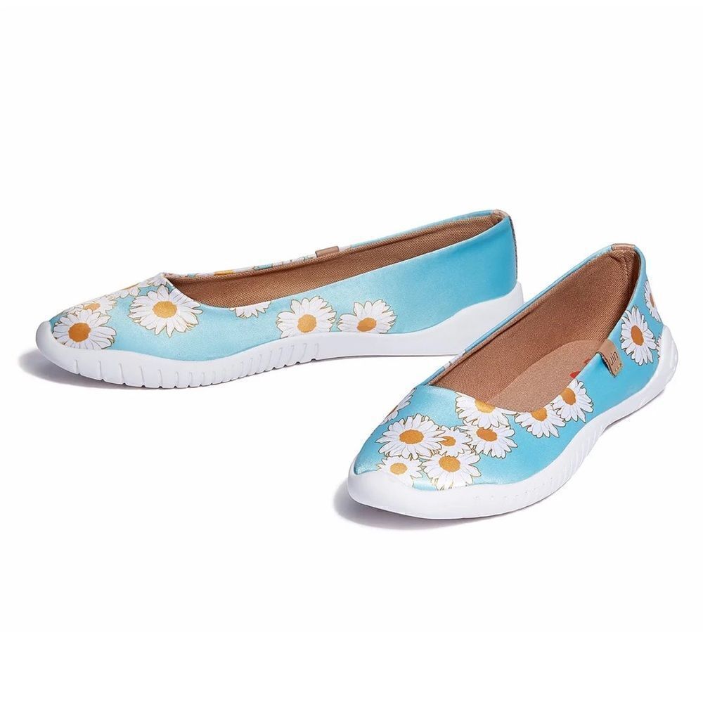 UIN Women's Ballet Flats Slip On Pointed Toe Casual Loafers (Daisy Dew- Menorca) - Picture 4 of 9